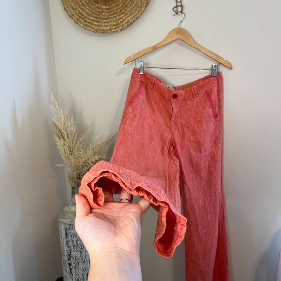 Anthropologie Pilcro and the Letterpress Linen Blend Wide Leg Pink Trousers 6 - Picture 2 of 9